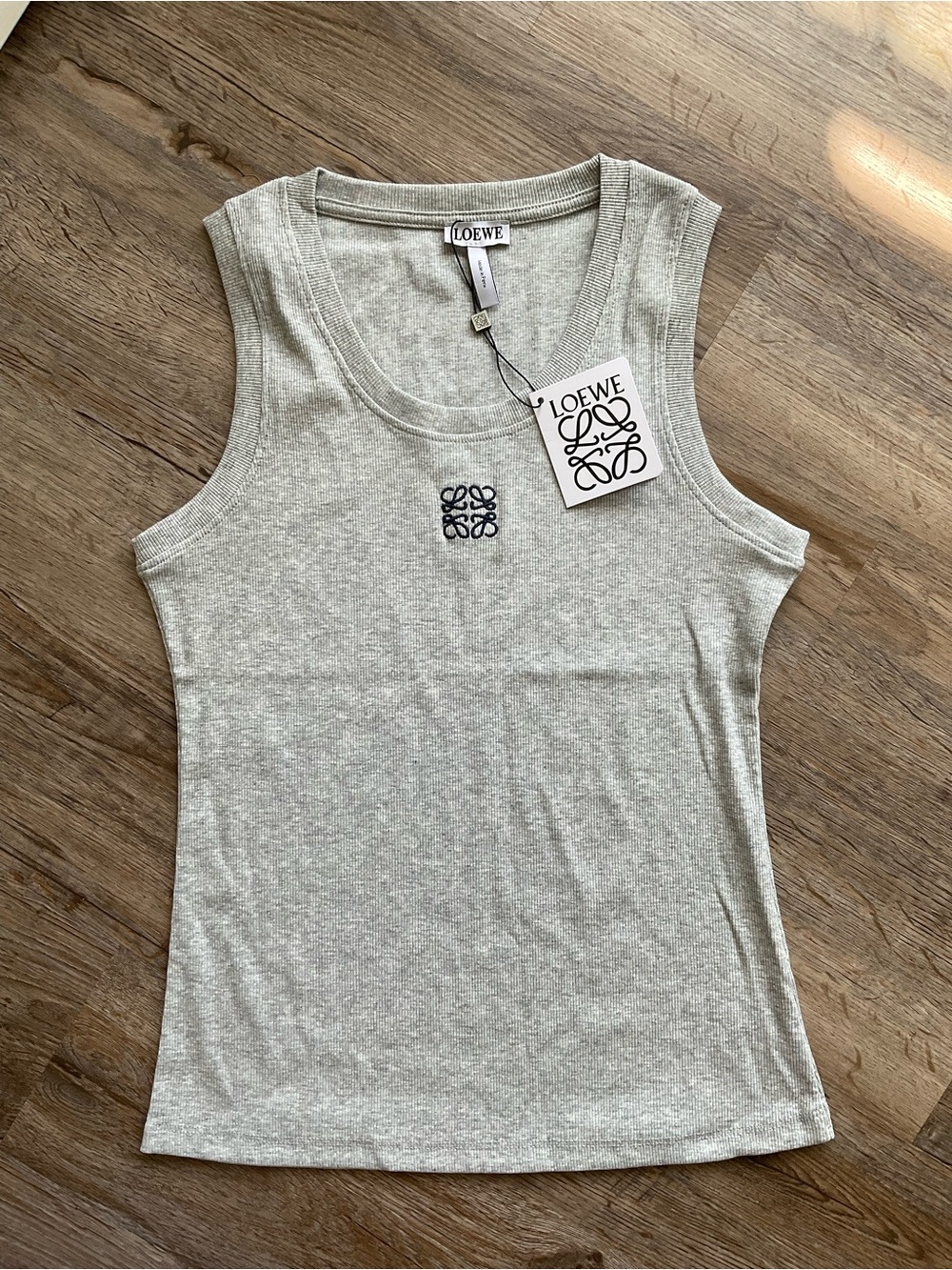 Loewe Gray Ribbed Tank Top with Anagram